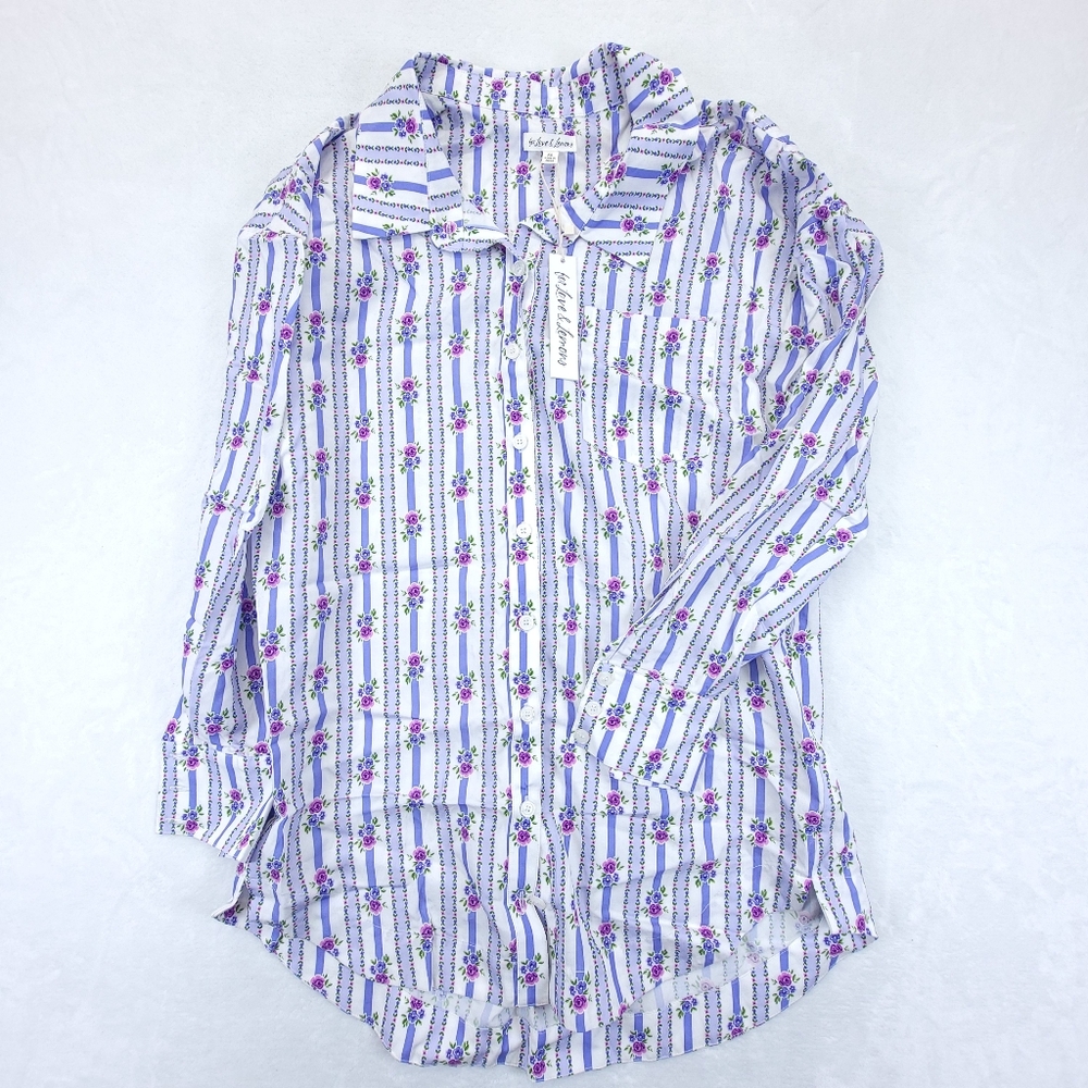 For Love & Lemons Womens Dahlia Boyfriend Shirt Floral Collared Button Size XS